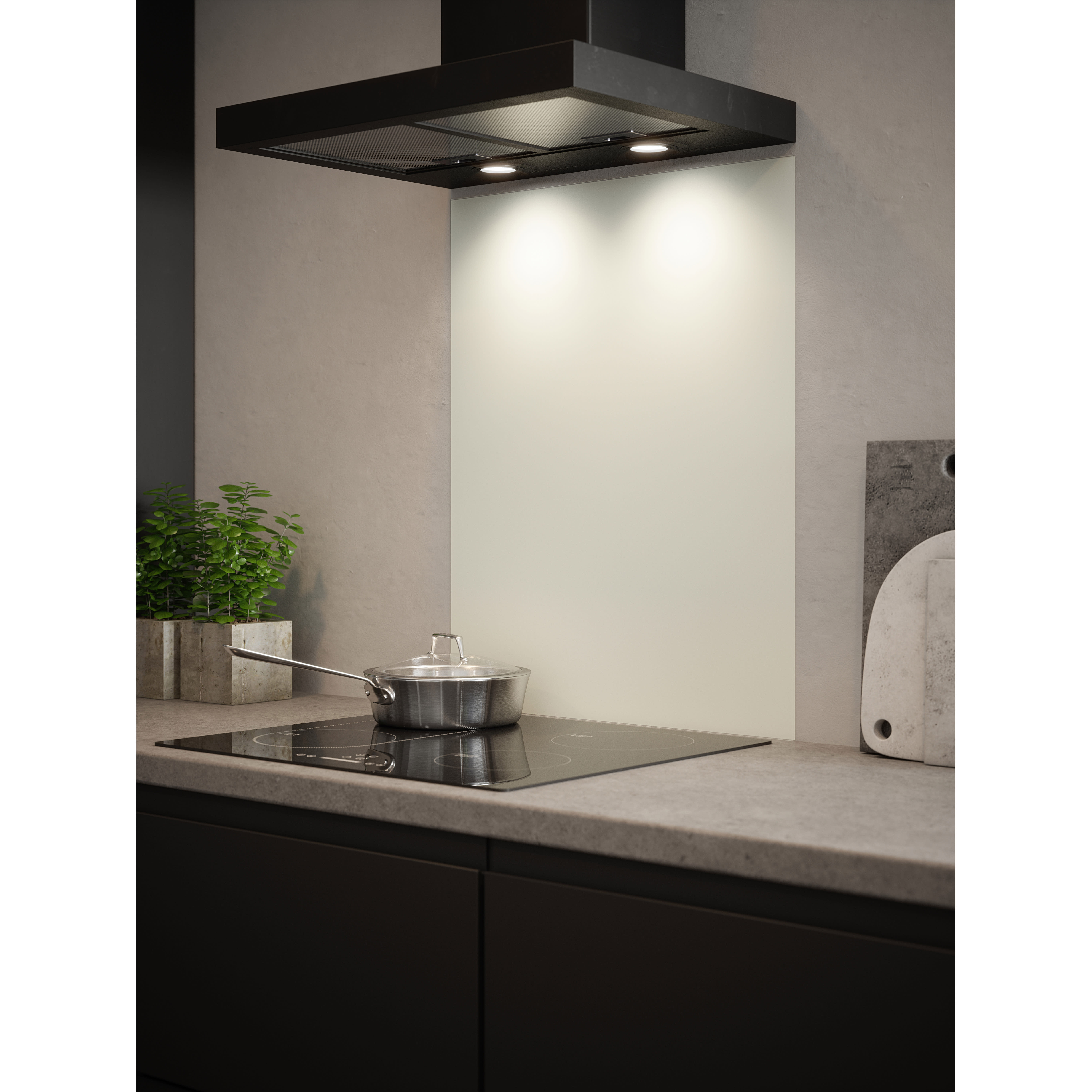 Self Adhesive Glass Kitchen Splashback - 750 x 600mm - Matt White