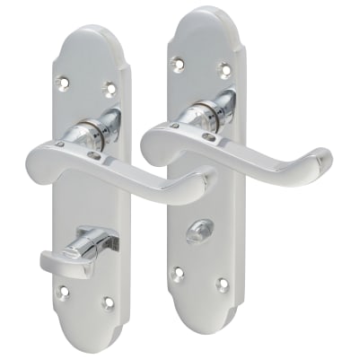 Polished Chrome Victorian Summer Scroll Bathroom Door Handles - 168 x 40mm