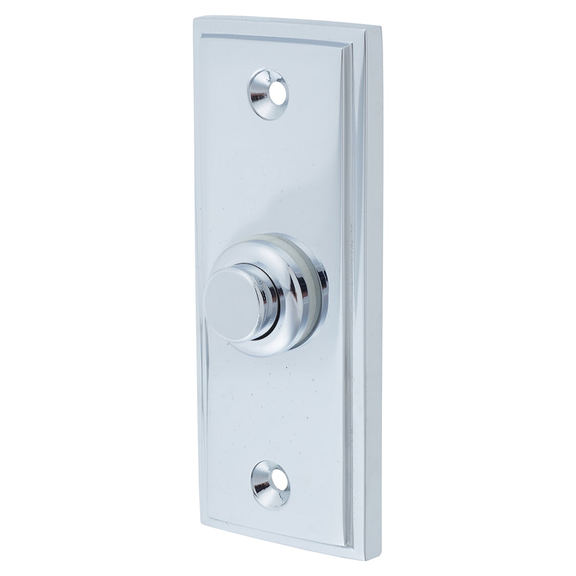 Marcus Polished Chrome Rectangular Stepped Bell Push - 83 x 33mm