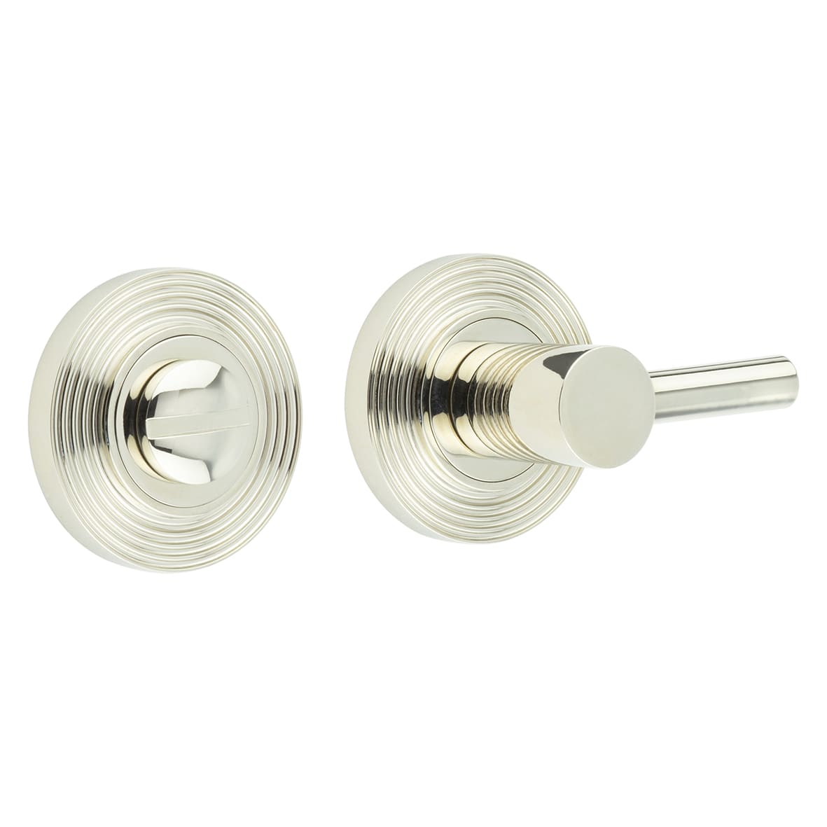 Easy Turn & Release with Reeded Rose - 50mm Diameter - Polished Nickel