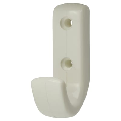 Nylon Single Coat Hook Face Fix - 62 x 20 x 35mm - Diamond White