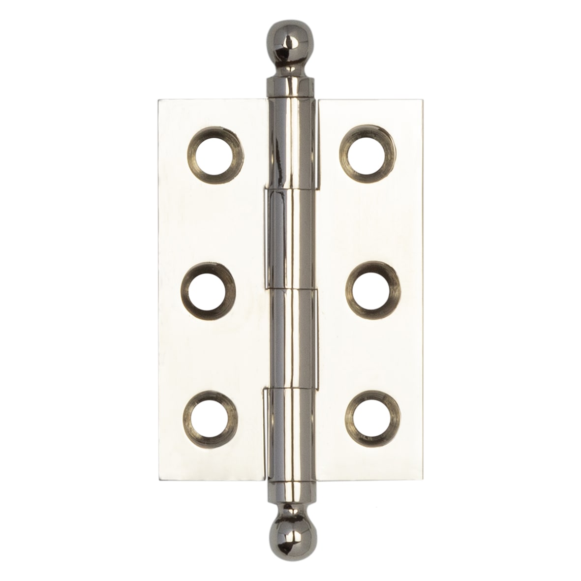 Solid Drawn Finial Butt Cabinet Hinge - 50 x 35 x 2.2mm - Polished Nickel - Pair