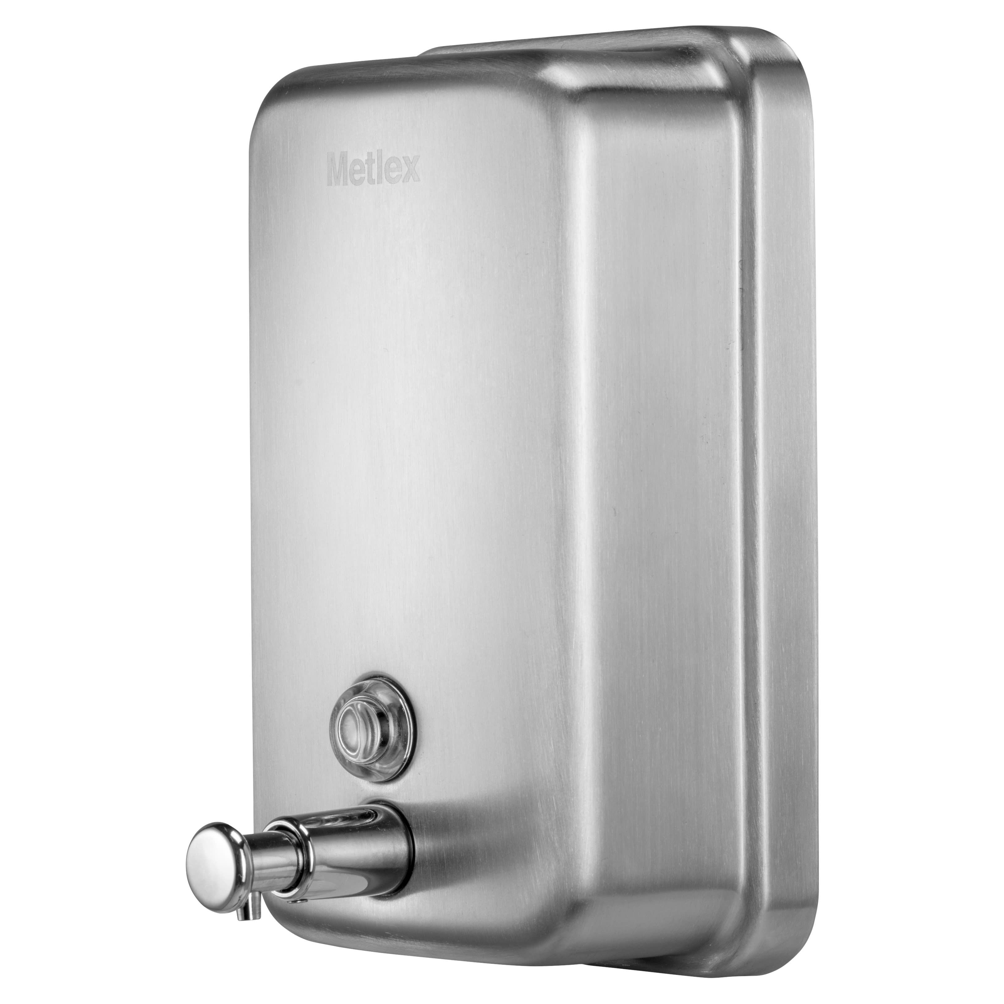 Kepler Wall Mounted Narrow Soap Dispenser - 124 x 120 x 124mm - Brushed Stainless Steel