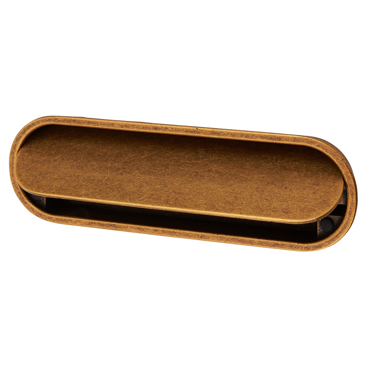 Eccles Oval Flush Cabinet Pull Handle - 150 x 47mm - Antique Brass