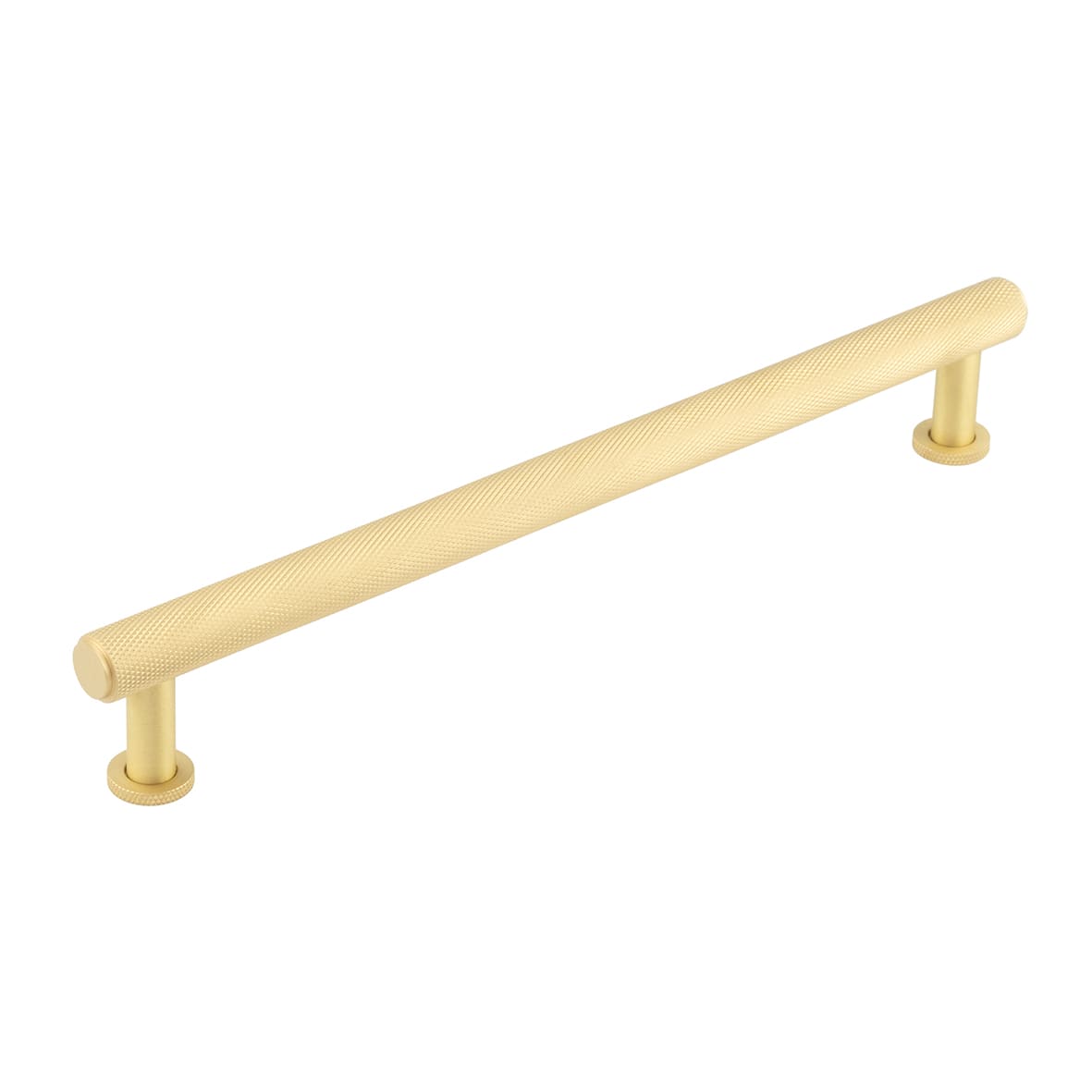 Piccadilly 15mm Knurled T-Bar Cabinet Pull Handle - 224mm c/c - Satin Brass