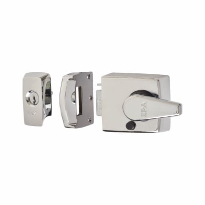 BS 3621:2007 Keyless Egress Nightlatch - 60mm Backset - Polished Chrome Case/Cylinder