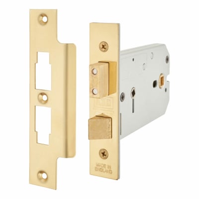 2026 Horizontal Bolt Through Bathroom Lock - 149mm Case - 51-127mm Backset - Polished Brass