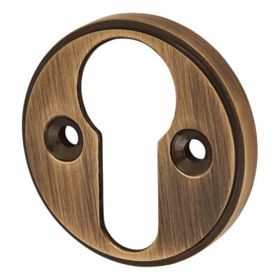Escutcheon - 40mm Diameter - Euro - Antique Brass