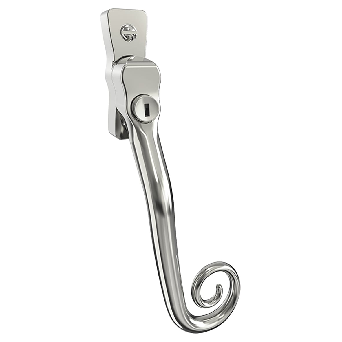 Heritage Monkey Tail Locking Espagnolette Casement Window Handle - Right Hand - Polished Chrome