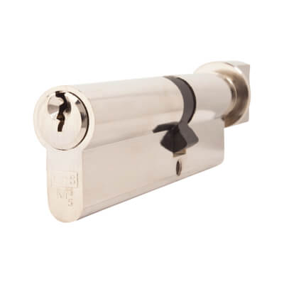 5 Pin 100mm Euro Thumbturn Cylinder - 40mm Turn + 60mm - Polished Nickel - KTD