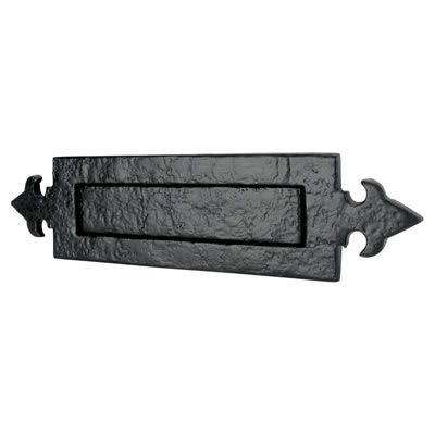 Fleur de Lys Letter Plate - 355 x 90mm - Antique Black Iron