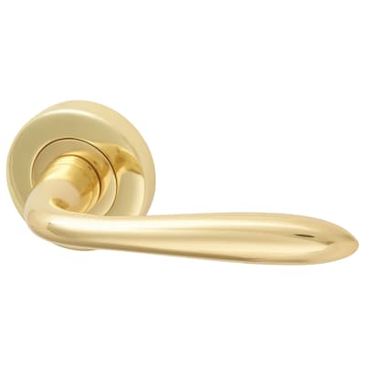 Marcus Polished Brass Door Handles on Round Rose - Sutton Range