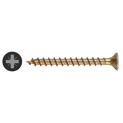 Yellox Pozi Countersunk Wood Screws - 4.0 x 16mm - Yellow Zinc - Pack of 200