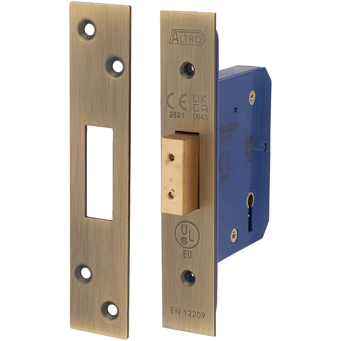 Architectural 5 Lever Deadlock - 65mm Case - 44mm Backset - Square - Antique Brass