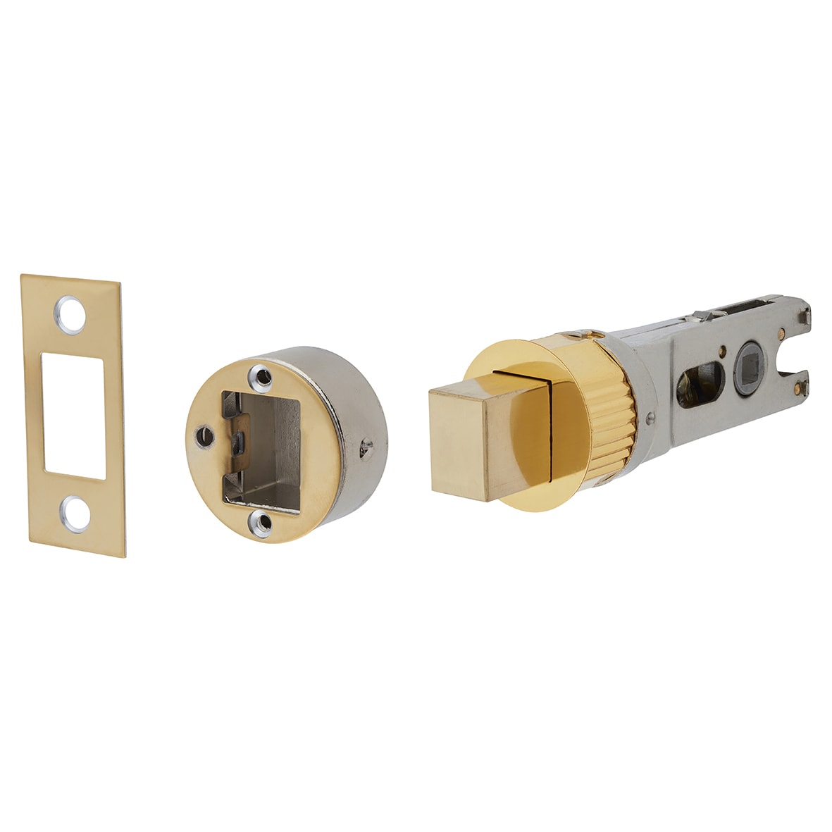 Quick Latch Bolt Through Tubular Bathroom Deadbolt - 71mm Case - 57mm Backset - Round - Pol Brass