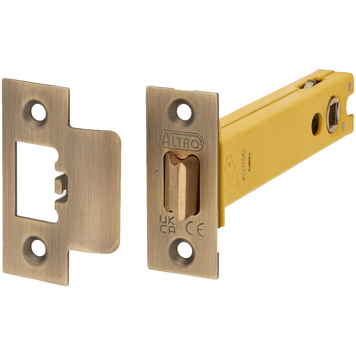 Heavy Duty Bolt Through Tubular Latch - 128mm Case - 107mm Backset - Square - Antique Brass