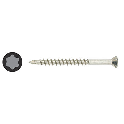 T-Star Plus MDF Torx Countersunk Wood Screws - 4.0 x 60mm - WIROX Zinc Plated - Pack of 100