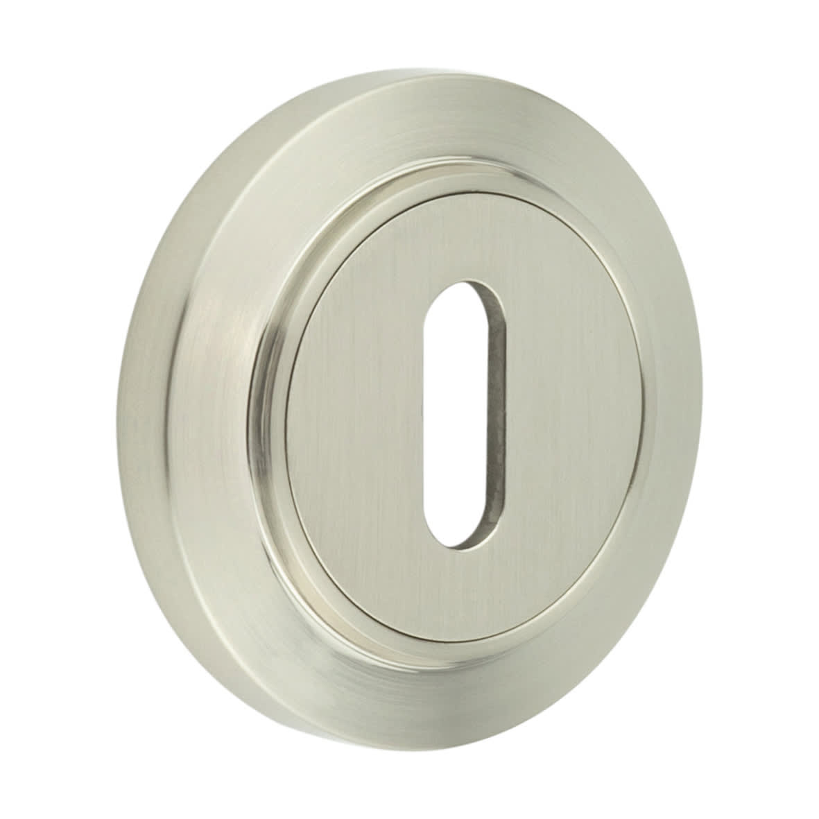 Escutcheon on Chamfered Rose - 53mm Diameter - Keyhole - Satin Nickel