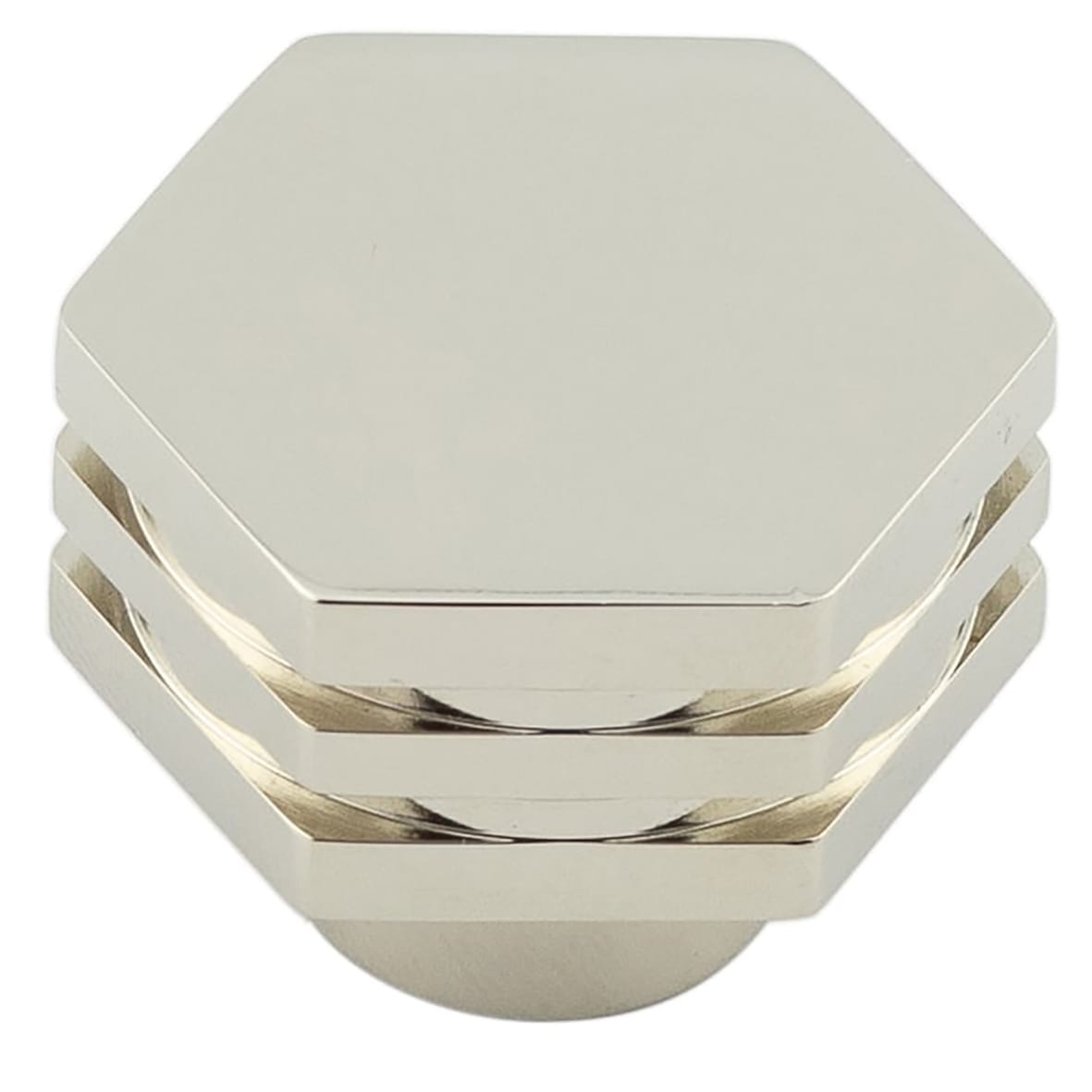 Nile Hex Cabinet Knob - 30mm Diameter - Polished Nickel
