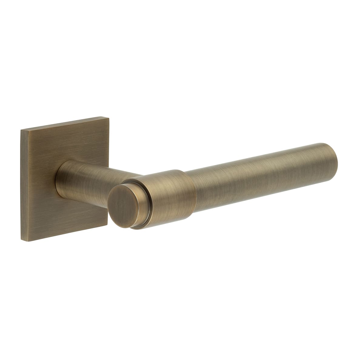 Antique Brass Unsprung Fire Rated Door Handles on Square Rose - CR-103 Range