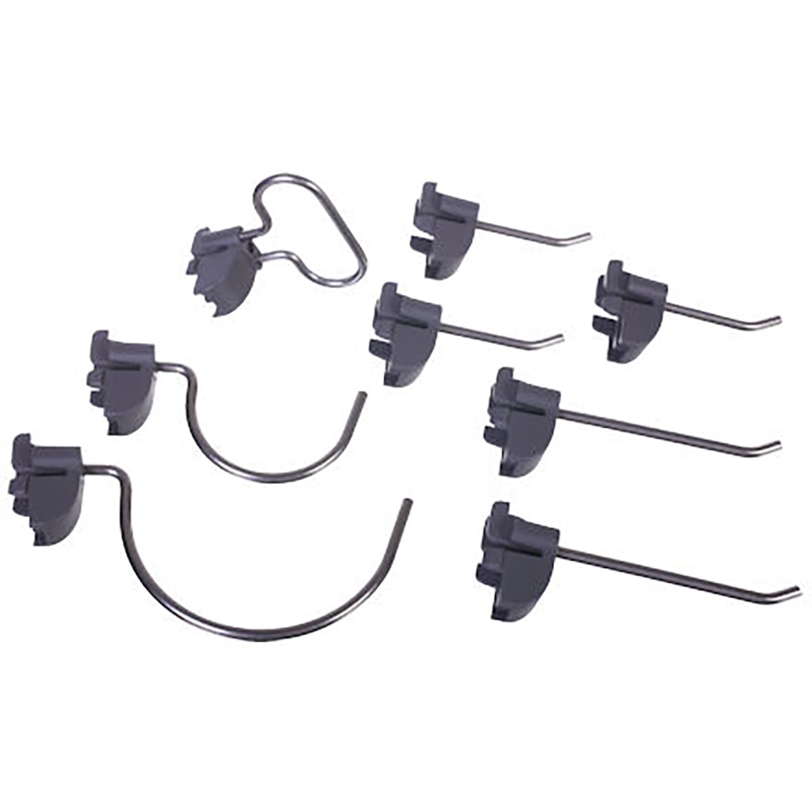 Garage Storage Top Track System - Mixed Hooks for Storing Board - Grey - Pack of 8