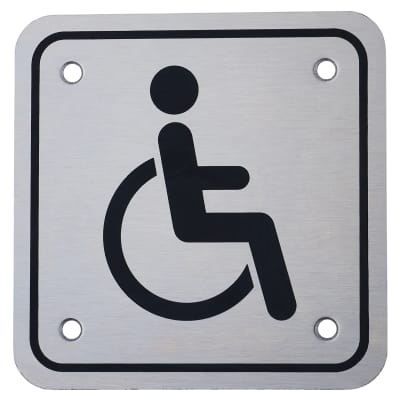 Disabled Square Toilet Door Sign - 95 x 95mm - Satin Stainless Steel