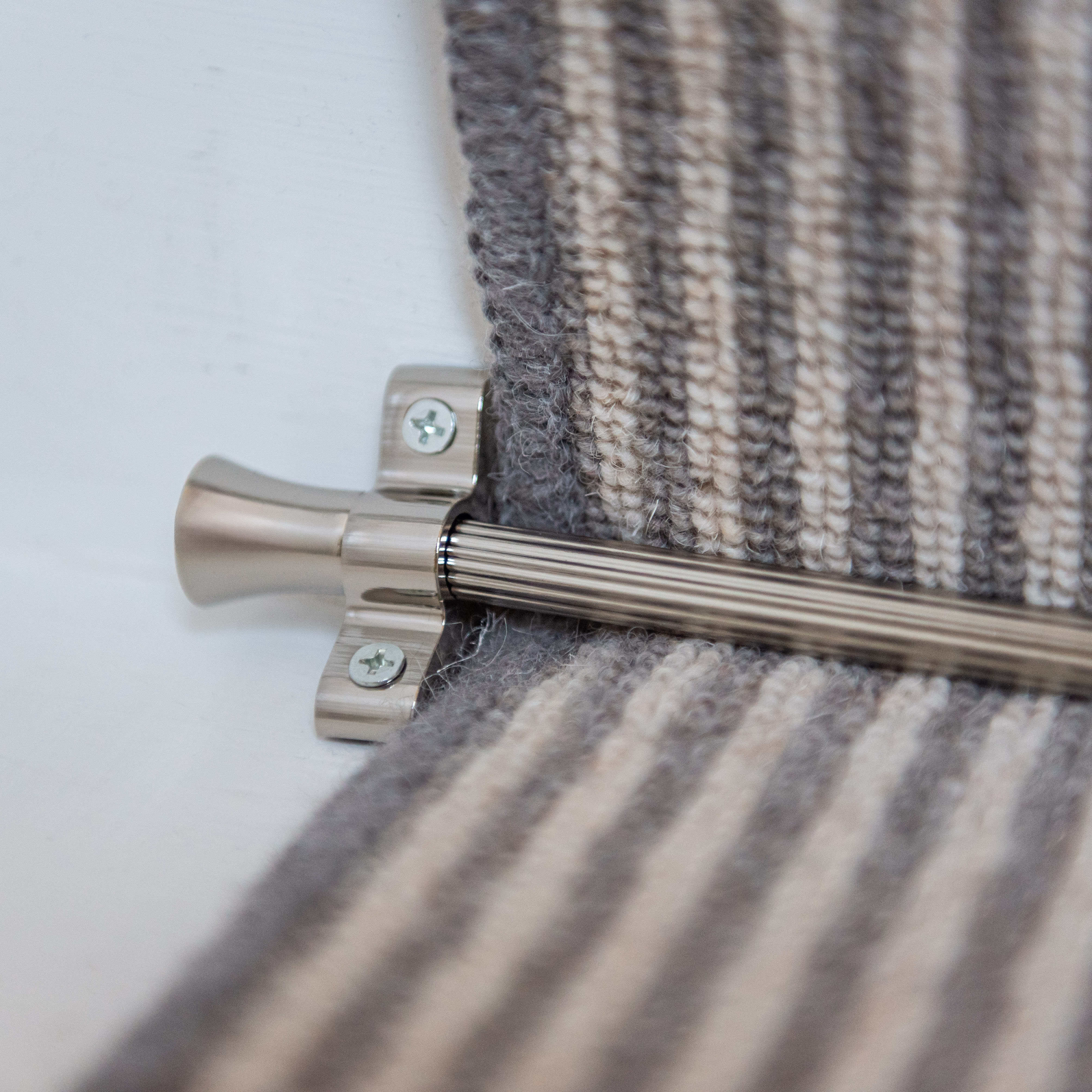 Lines Stair Rod with Fluted Finials - 900mm Length - Polished Nickel