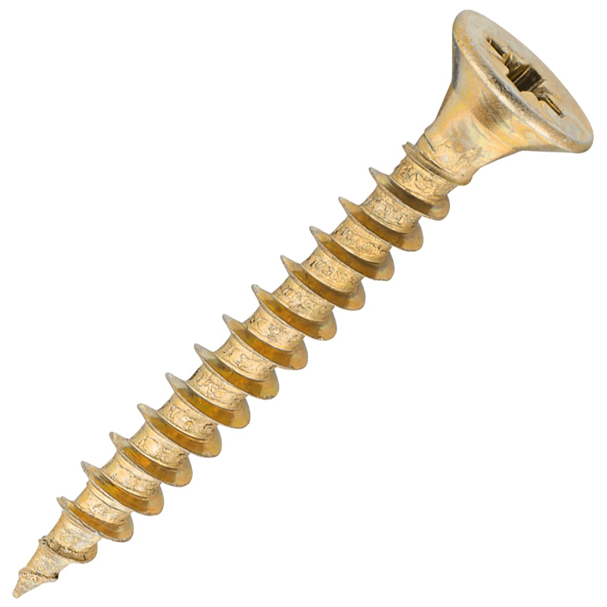 General Purpose Pozi Countersunk Chipboard Wood Screws - 5.0 x 40mm - Yellow Zinc - Pk of 200