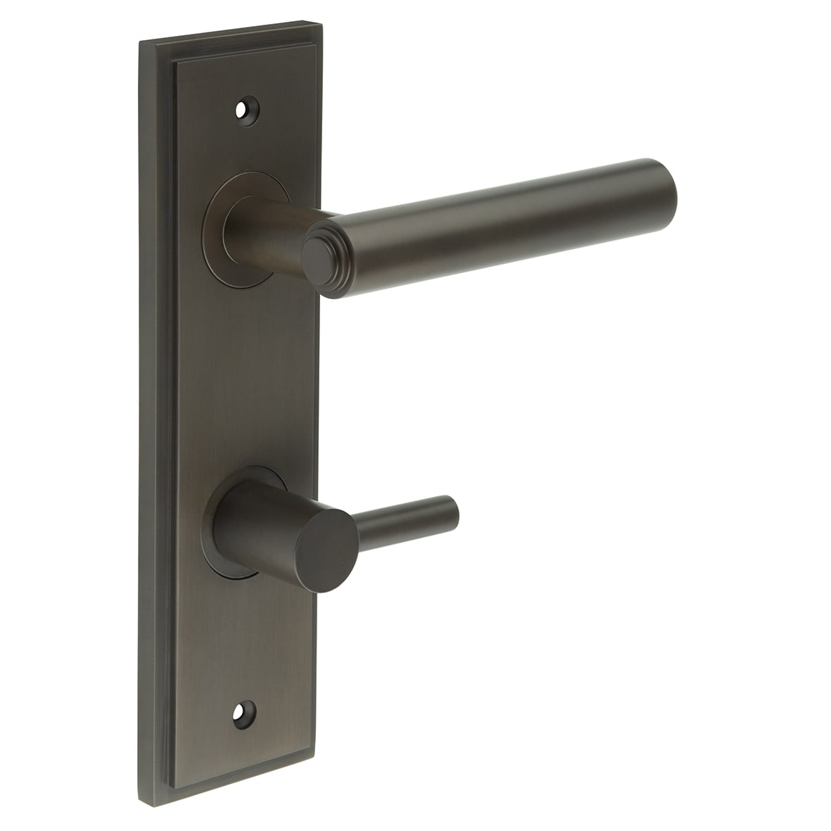 Dark Bronze Fire Rated DIN Bathroom Door Handles - Richmond - Inner 3 - 200 x 55mm