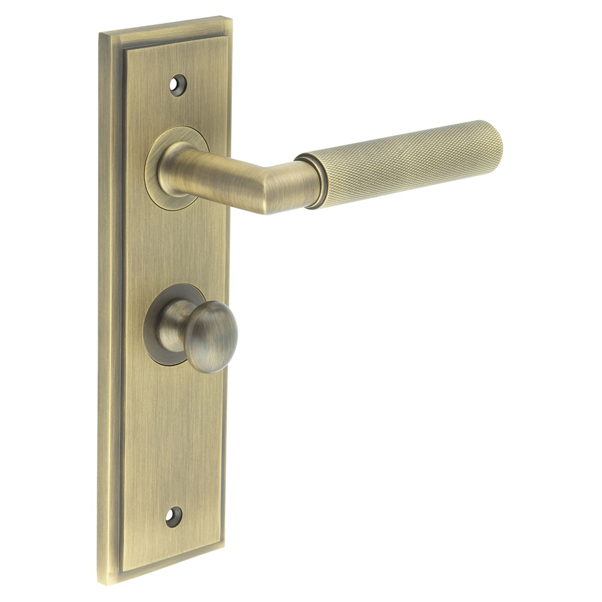 Antique Brass Fire Rated Bathroom Door Handles - Piccadilly - Inner 1 - 200 x 55mm