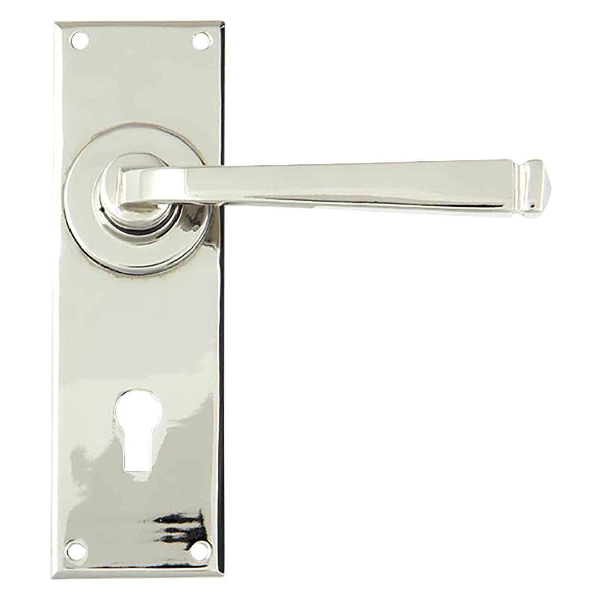 Polished Nickel Keyhole Door Handles - Avon Range - 152 x 48mm