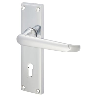 Polished Chrome Victorian Straight Keyhole Lock Door Handles - 155 x 41mm