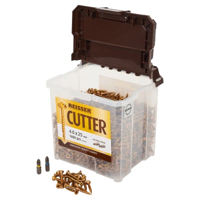 Cutter Pozi Countersunk Wood Screws Tub - 4.0 x 25mm - Yellow Zinc - Pack of 1600