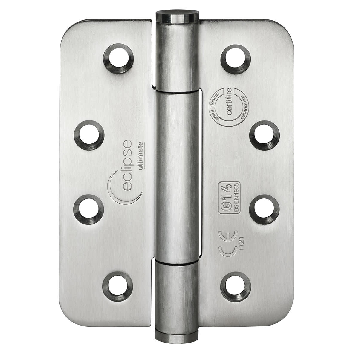 Radius Concealed Bearing Grade 14 Fire Door Hinge - 102 x 76 x 3mm - Sat Stainless - Pair
