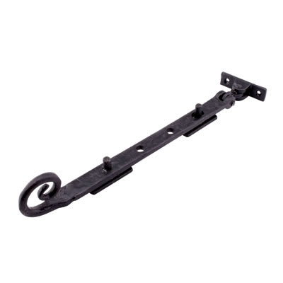 Blacksmith Pig Tail Casement Window Stay - 10"/250mm Length - Smooth Black