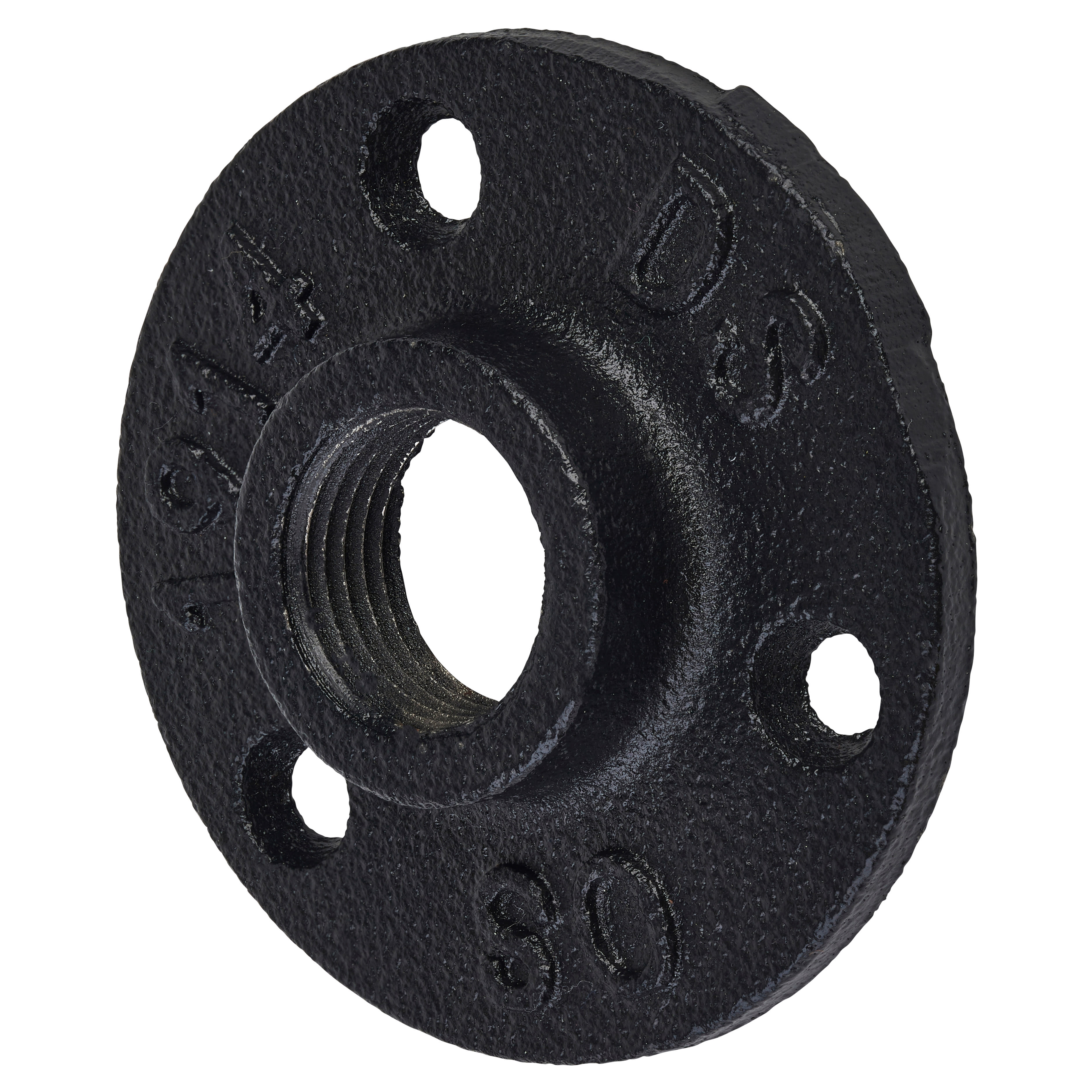 1/2" Pipe Shelving Iron Floor/Wall Fixing Flange - 65mm Diameter - Black