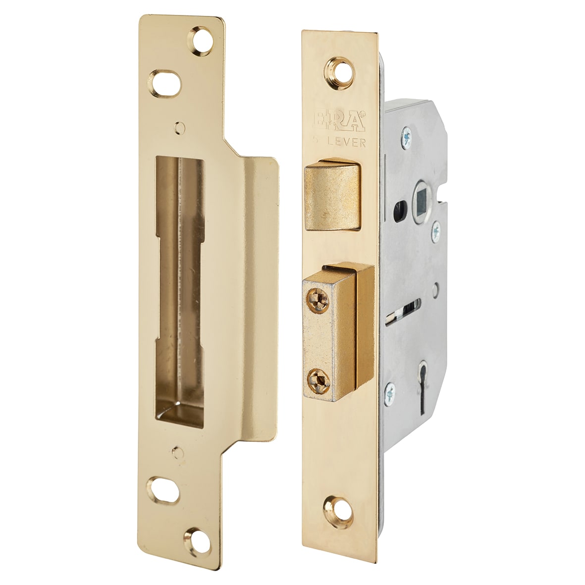 Viscount Bolt Through 5 Lever Sashlock - 64mm Case - 44mm Backset - Polished Brass