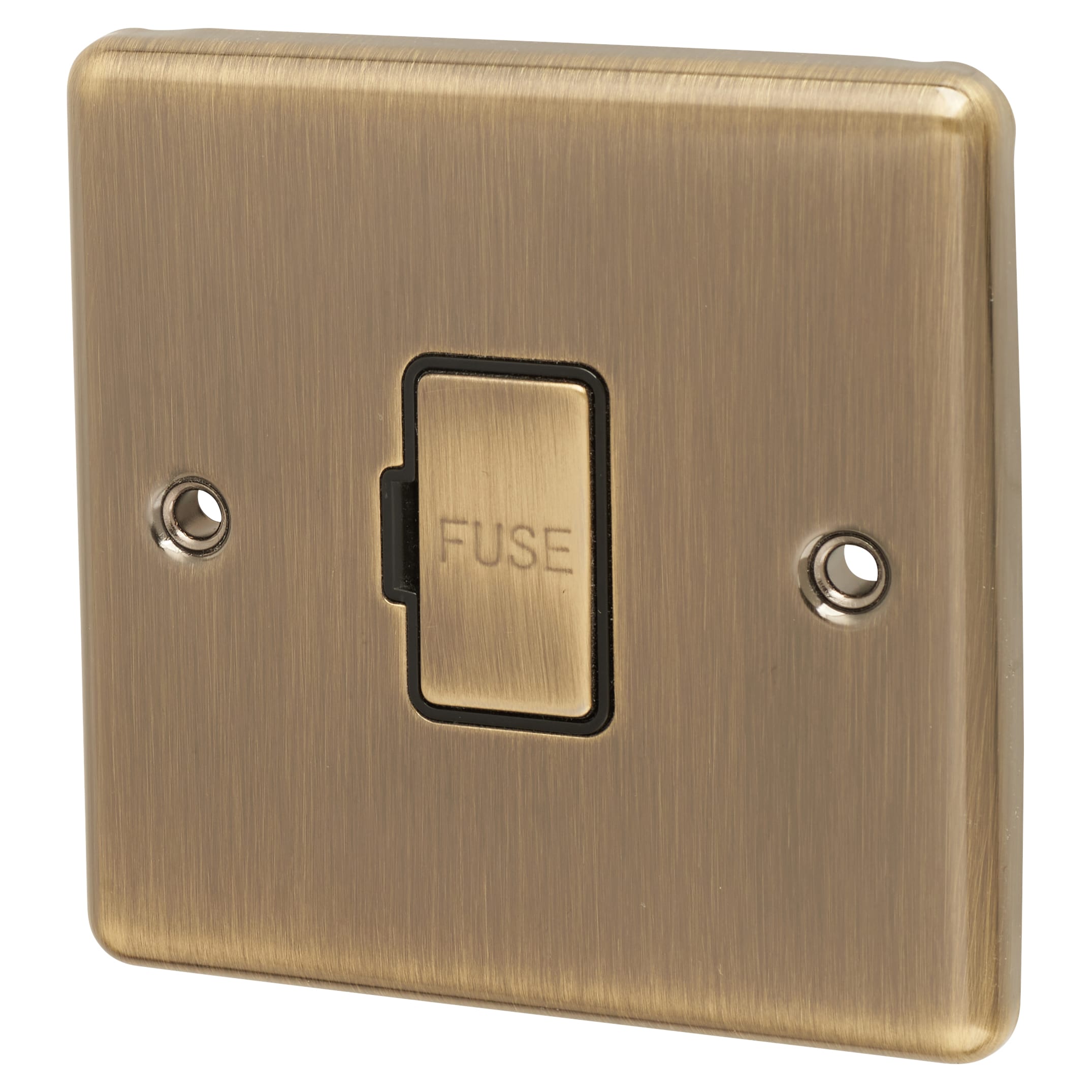 Enhance Decorative 13A 1 Gang Unswitched Fused Spur - Antique Brass with Black Inserts