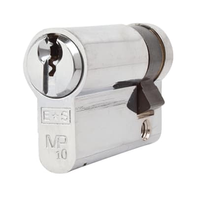 10 Pin 45mm Euro Single Cylinder - 35 + 10mm - Polished Chrome - Master Keyed