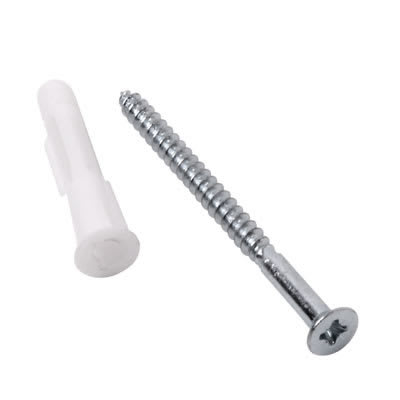 Twin Slot Shelf Screw and Wall Plug Pack - 4.5 x 60mm - Pack of 18