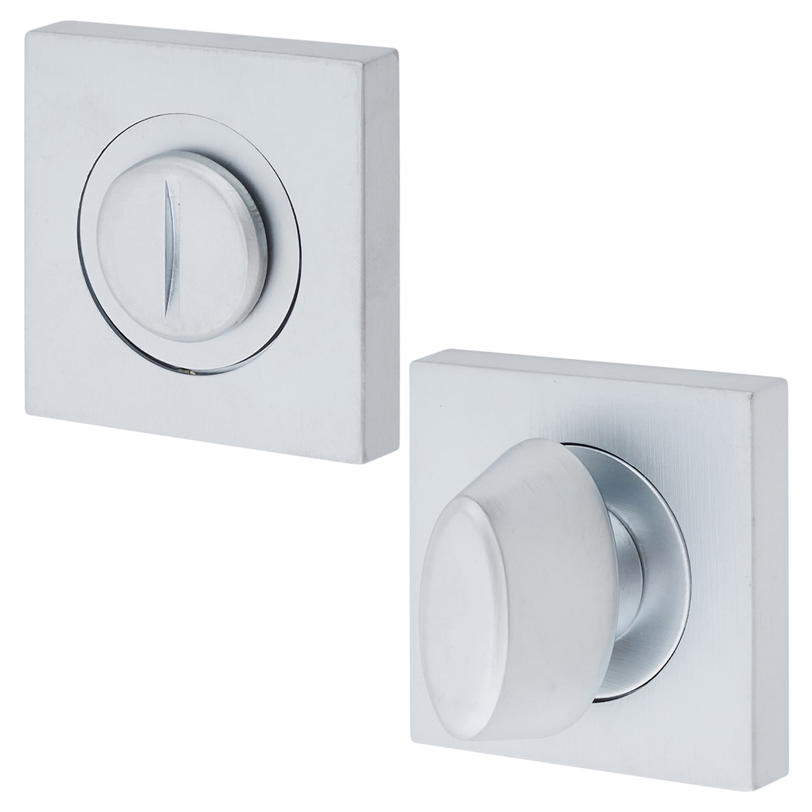 Brass Square Bathroom Turn & Release - 50mm Diameter - Satin Chrome