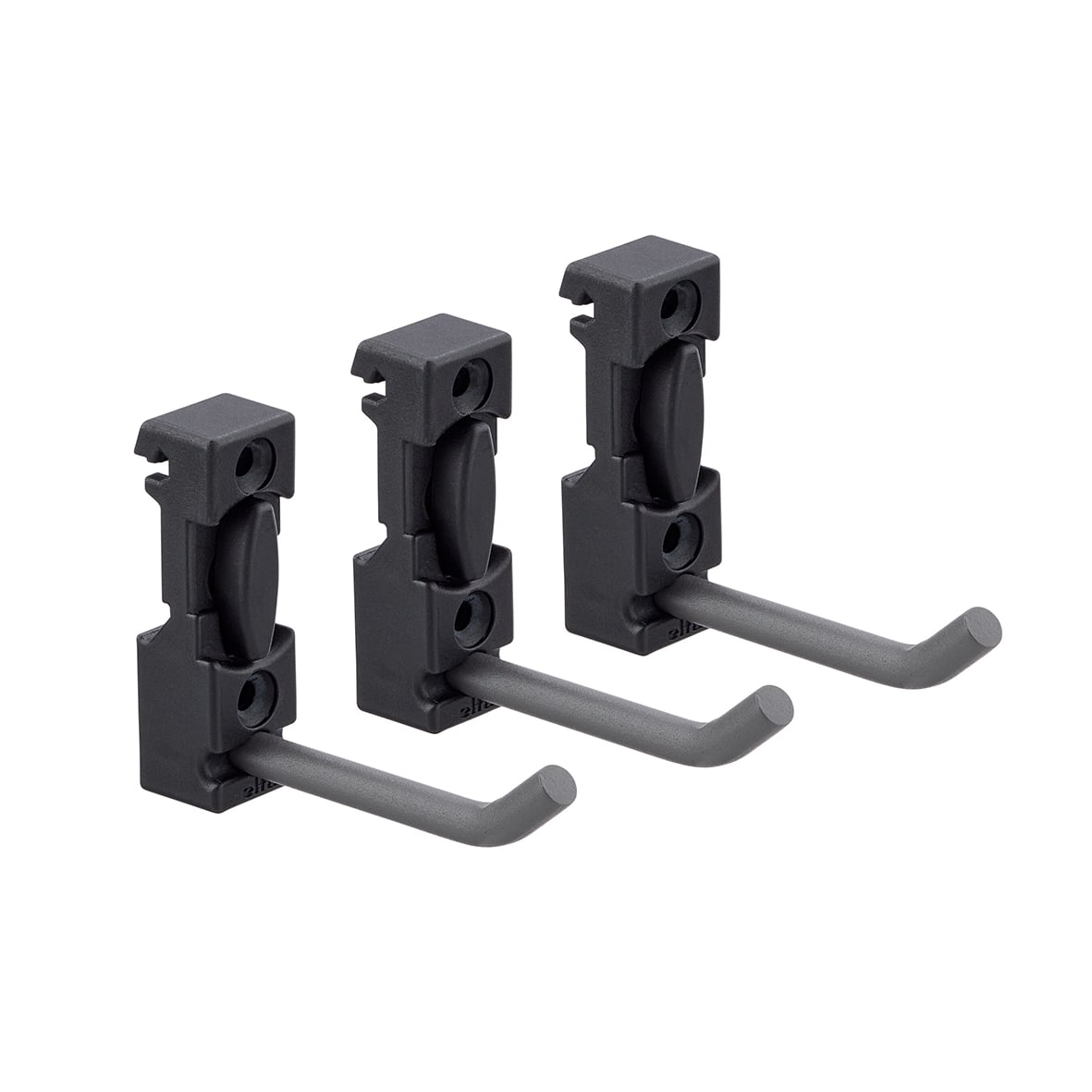Garage+ Storage Top Track System - Small Hook for Storage Track - Matt Grey - Pack of 3