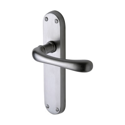 Satin Chrome Latch Door Handles - Donna Range - 183 x 42mm