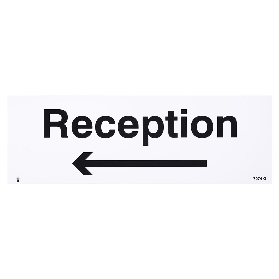 Reception This Way Left Arrow Sign - 300 x 100mm - Rigid Plastic