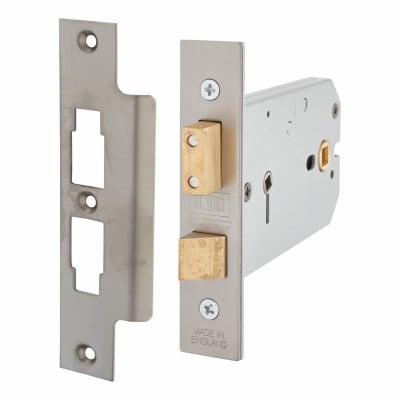 2026 Horizontal Bolt Through Bathroom Lock - 124mm Case - 38-101.5mm Backset - Satin Stainless