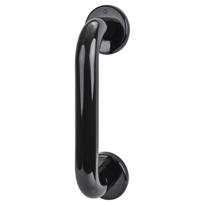 Ebony Black Nylon D-Bar Door Pull Handle on Rose - Screw Fix - 300mm c/c