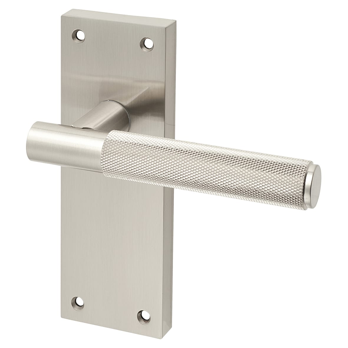 Satin Nickel Knurled Latch Door Handles - Remi Range - 155 x 55mm