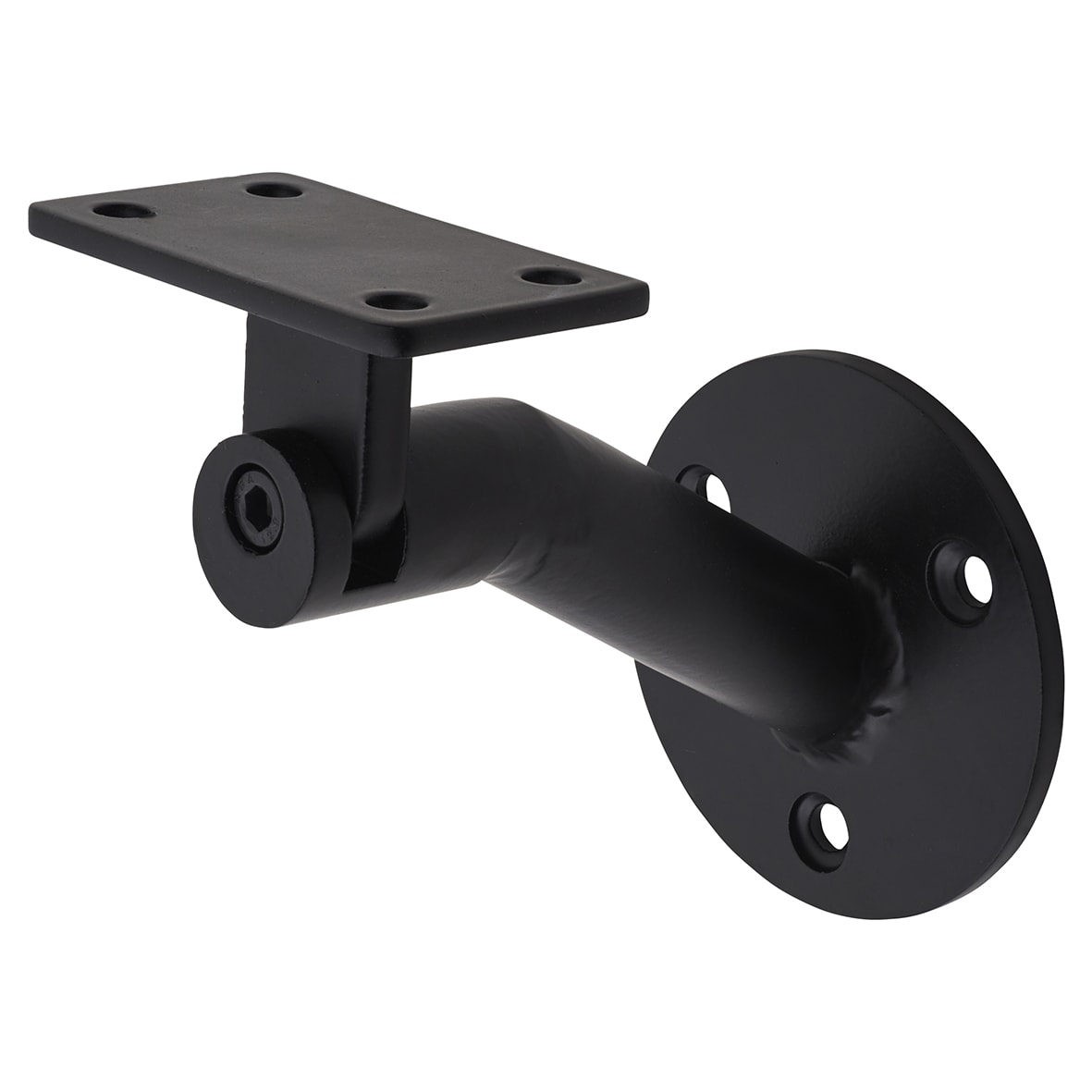 Round Plate Handrail Bracket - 75mm Projection - Matt Black