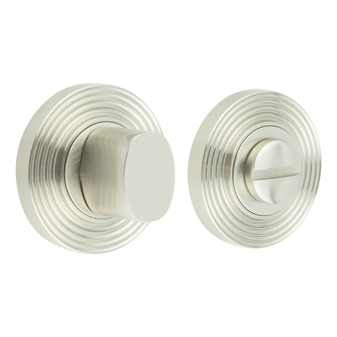 Inner 3 Turn & Release with Reeded Rose - 47mm Diameter - Satin Nickel