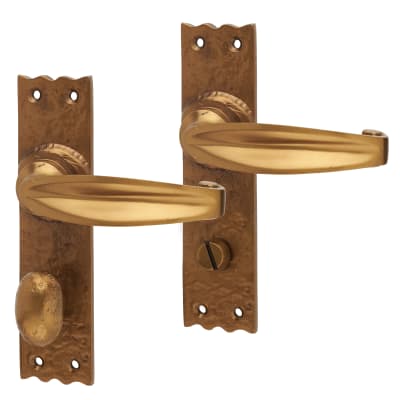 Antique Bronze Tudor Bathroom Door Handles - 152 x 38mm